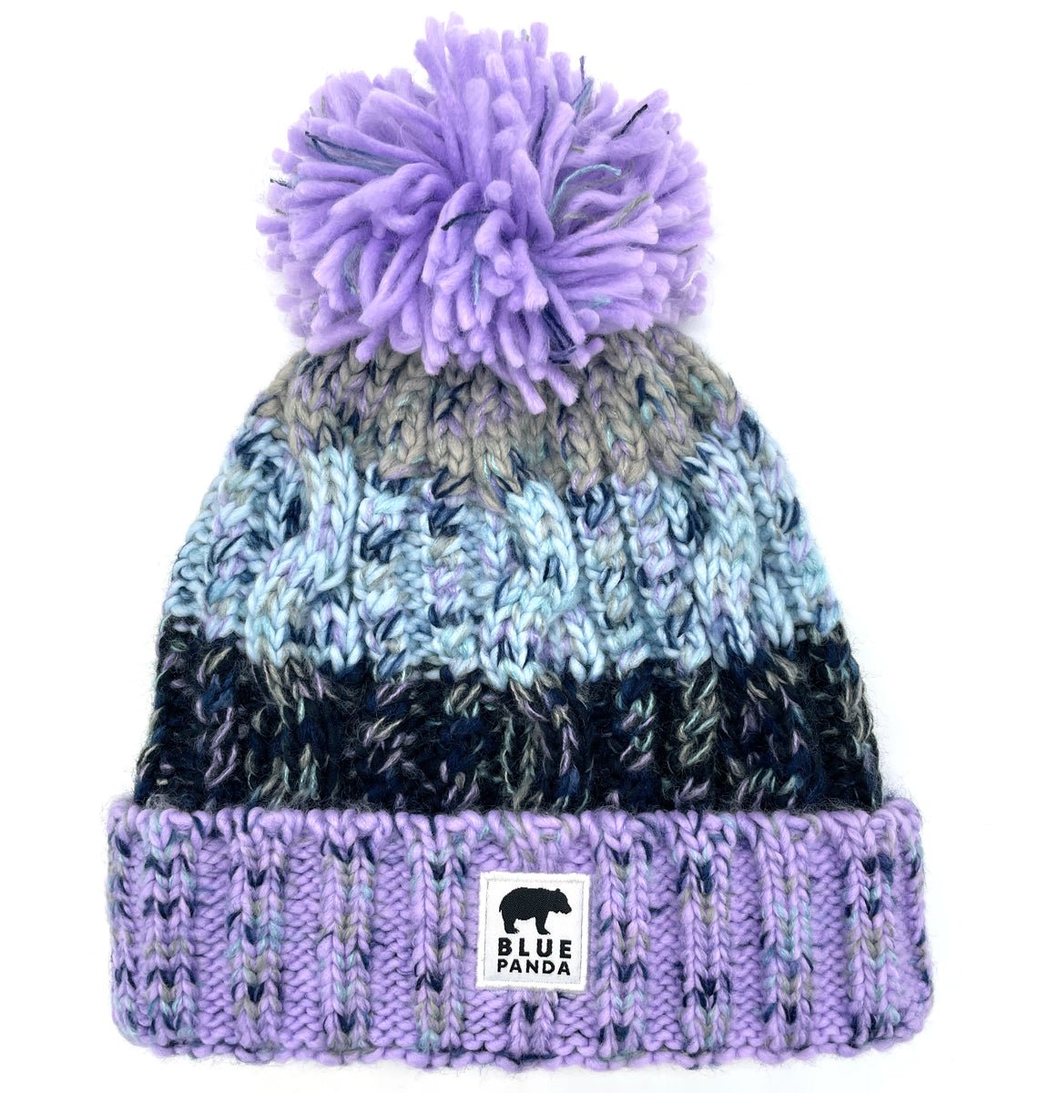 Lavender Blue Bobble Hat - Blue Panda