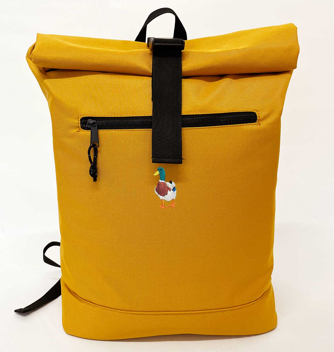 Mallard Duck Beach Roll-top Recycled Backpack - Blue Panda