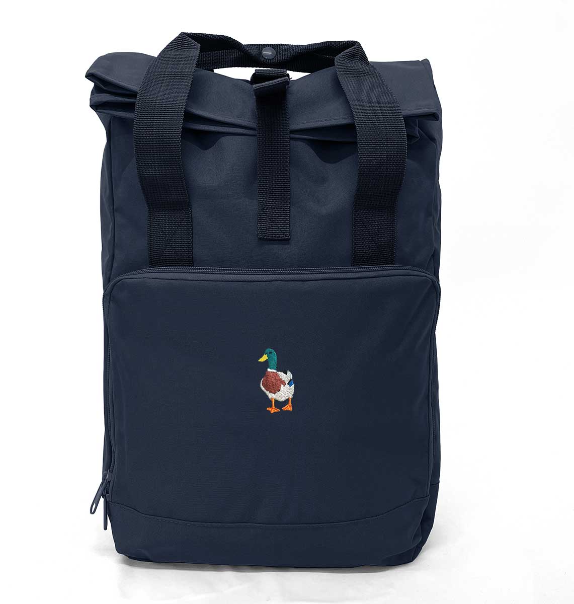 Mallard Duck Large Roll-top Laptop Recycled Backpack - Blue Panda
