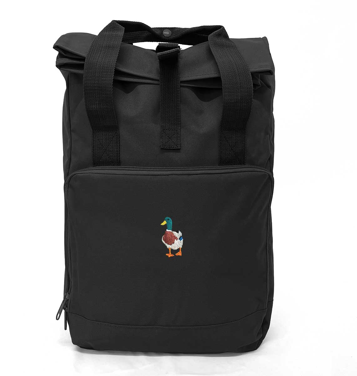Mallard Duck Large Roll-top Laptop Recycled Backpack - Blue Panda