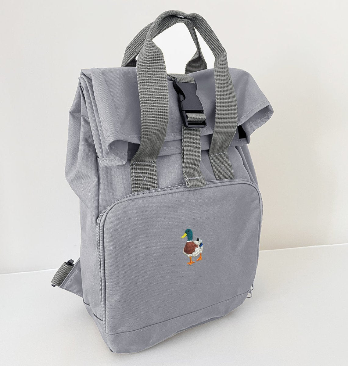 Mallard Duck Mini Roll-top Recycled Backpack - Blue Panda