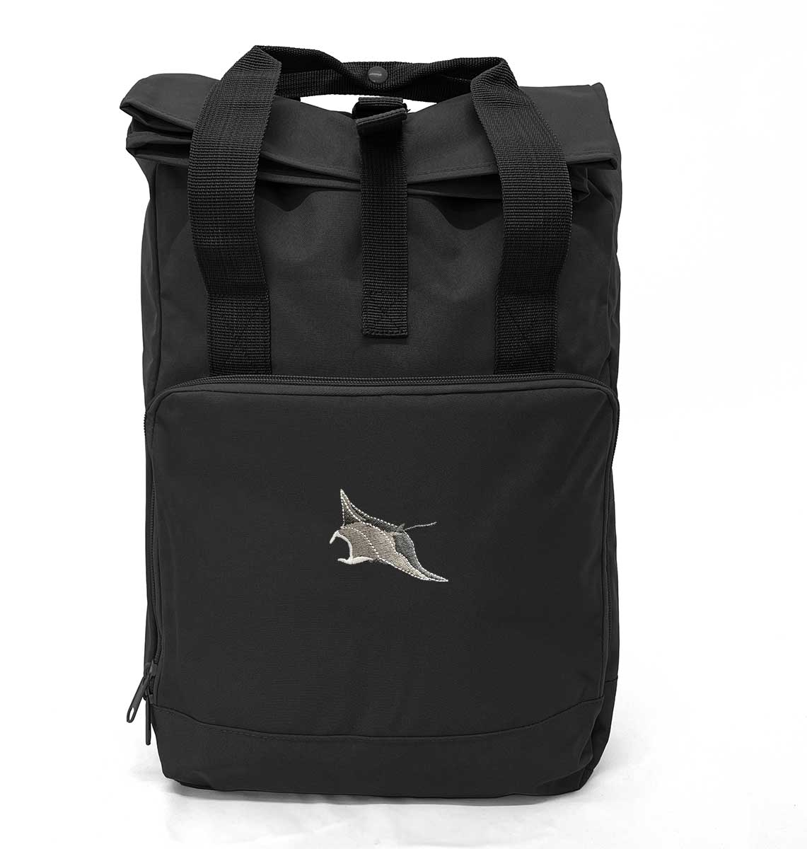 Manta Ray Large Roll-top Laptop Recycled Backpack - Blue Panda