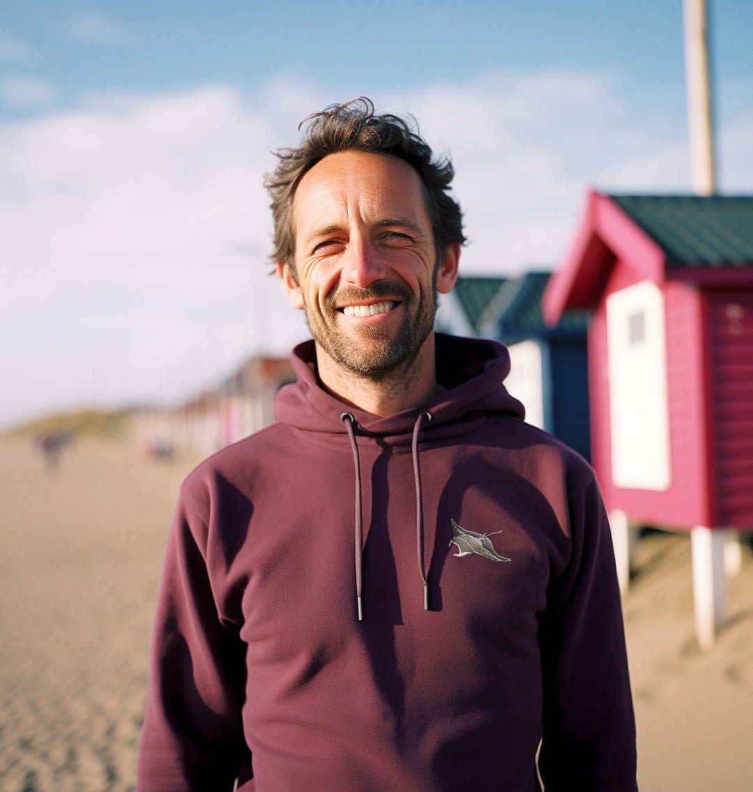 Manta Ray Mens Hoodie - Blue Panda