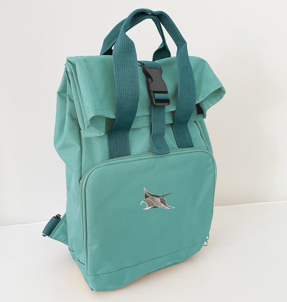 Manta Ray Mini Roll-top Recycled Backpack - Blue Panda