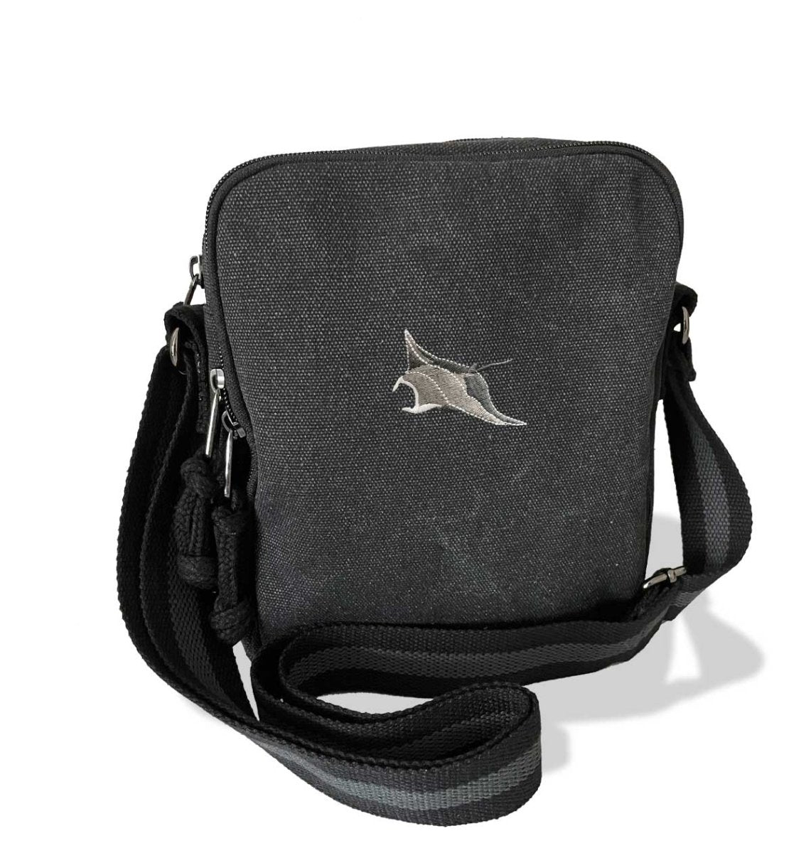 Manta Ray Vintage Canvas Cross-Body Hand Bag - Blue Panda