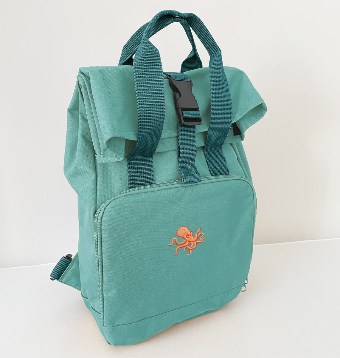 Octopus Mini Roll-top Recycled Backpack - Blue Panda