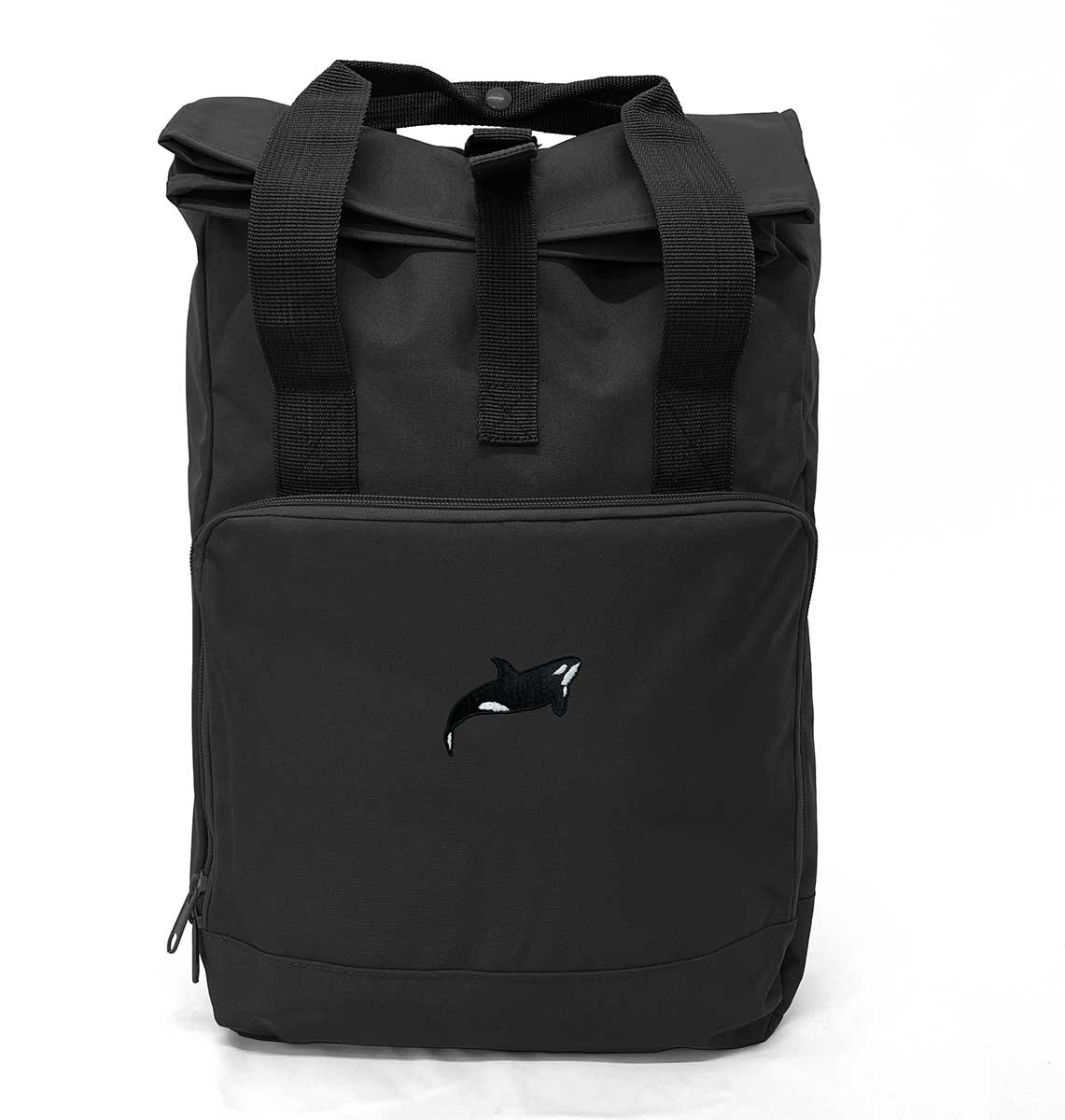 Orca Large Roll-top Laptop Recycled Backpack - Blue Panda