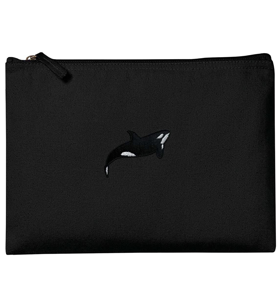 Orca Whale Embroidered pouch - Organic Accessory Bag - Sea Life