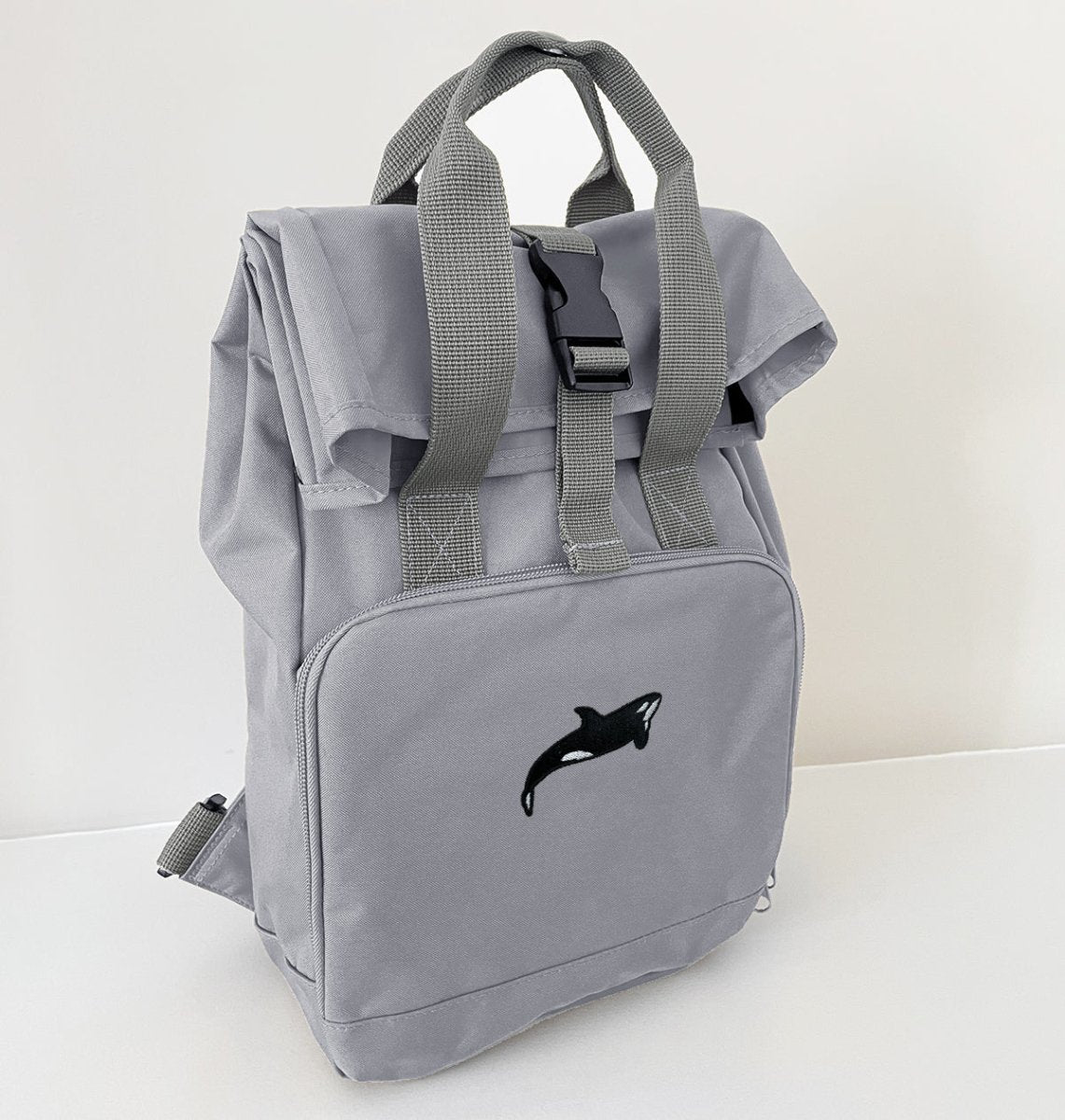 Orca Whale Mini Roll-top Recycled Backpack - Blue Panda