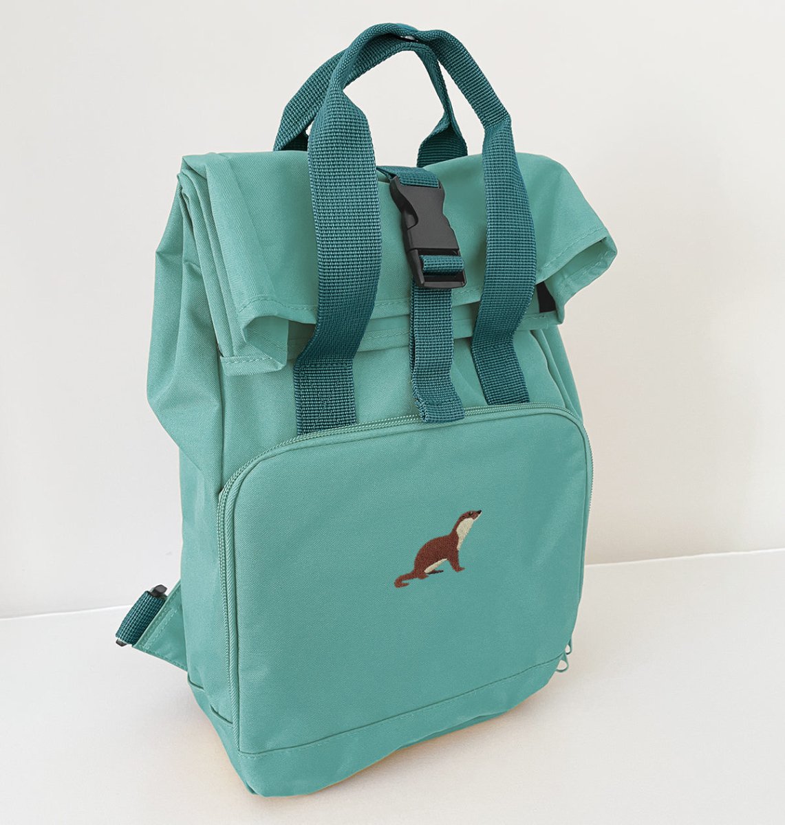 Otter Mini Roll-top Recycled Backpack - Blue Panda