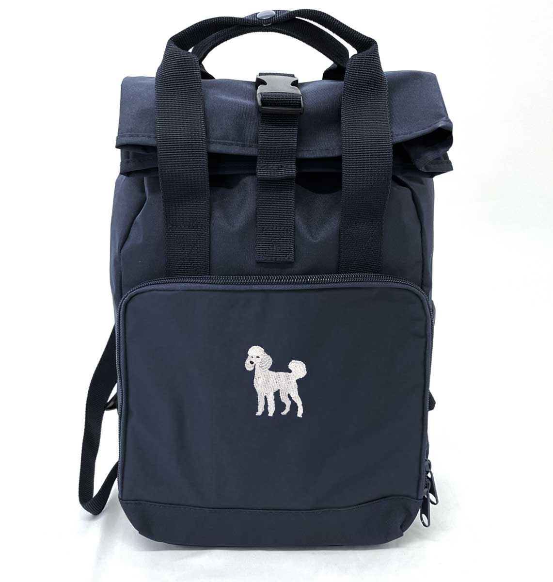 Poodle Mini Roll-top Recycled Backpack - Blue Panda