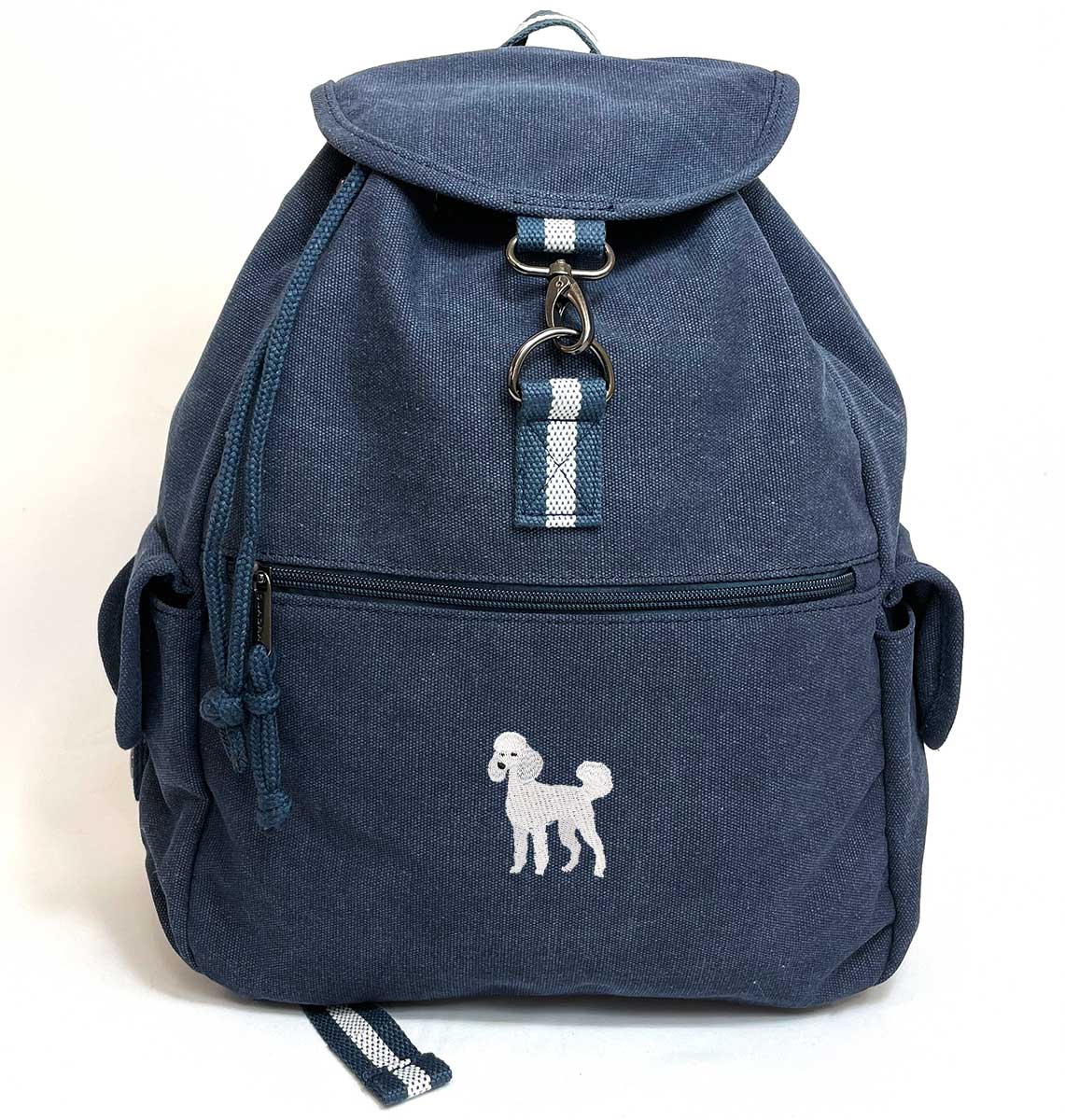 Poodle Vintage Canvas Backpack - Blue Panda