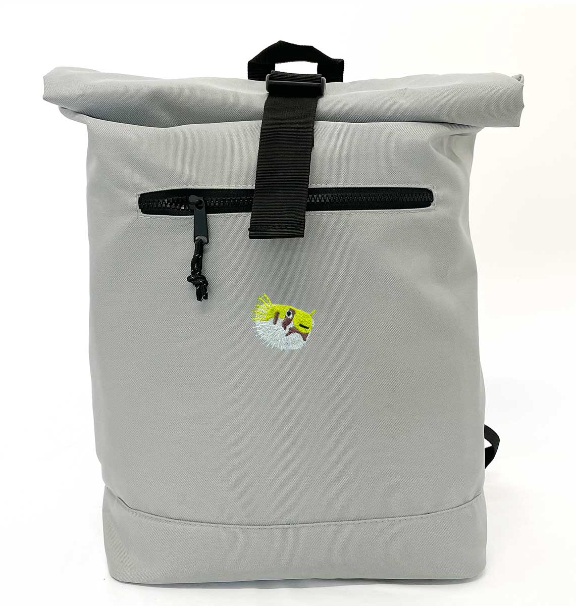 Pufferfish Beach Roll-top Recycled Backpack - Blue Panda