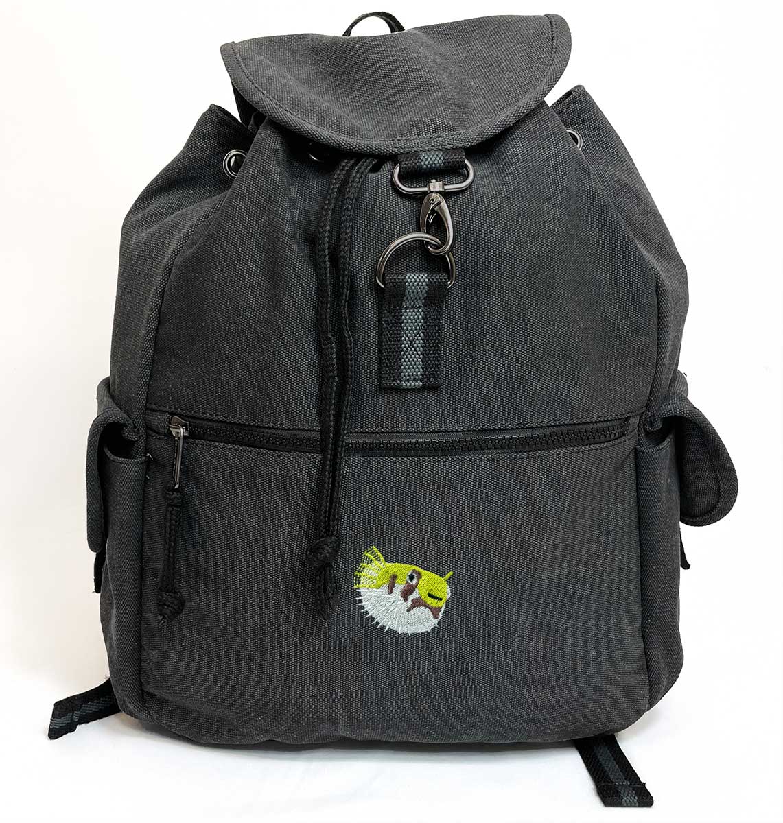 Pufferfish Vintage Canvas Backpack - Blue Panda