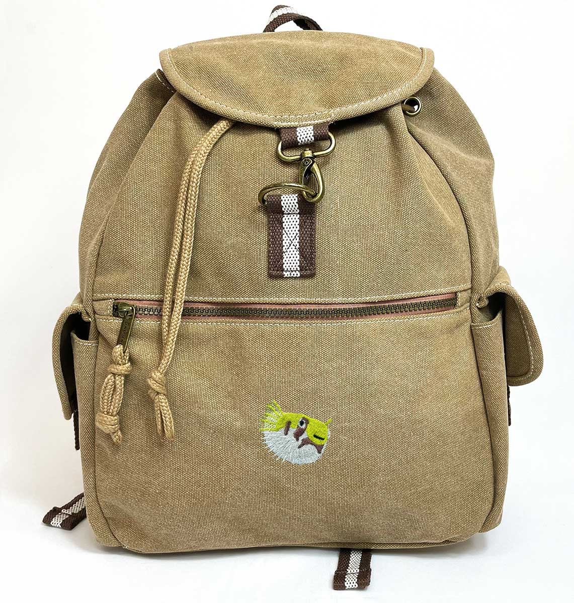Pufferfish Vintage Canvas Backpack - Blue Panda