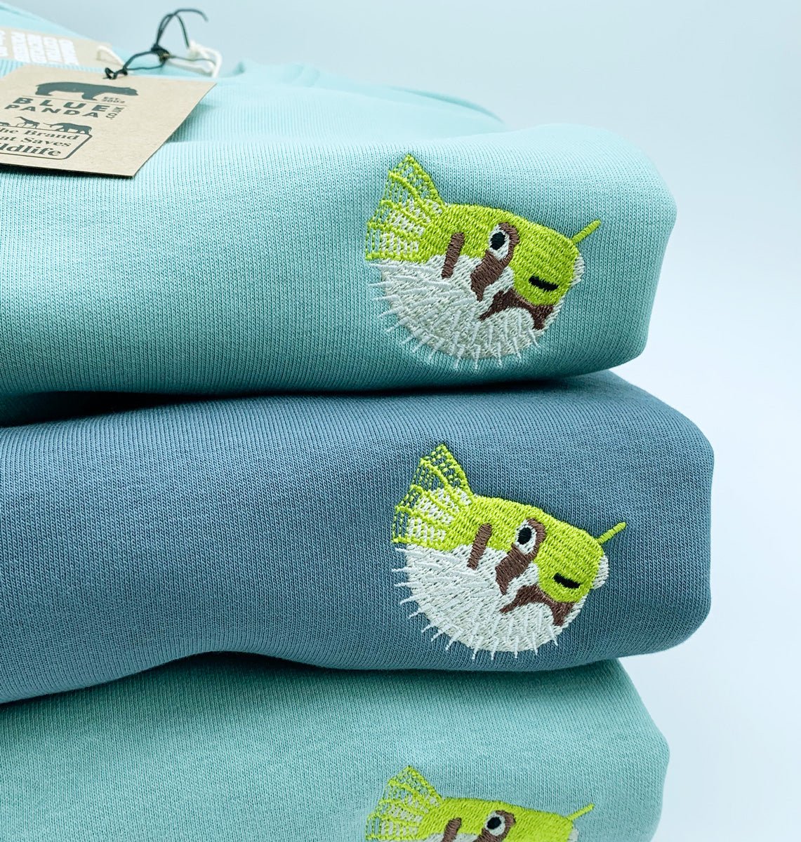 Pufferfish Womens Hoodie - Blue Panda