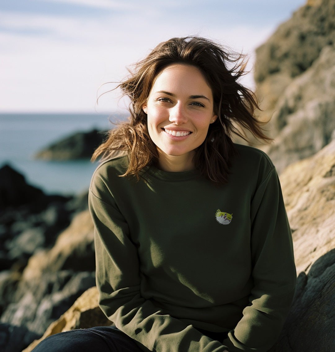 Pufferfish Womens Sweatshirt - Blue Panda