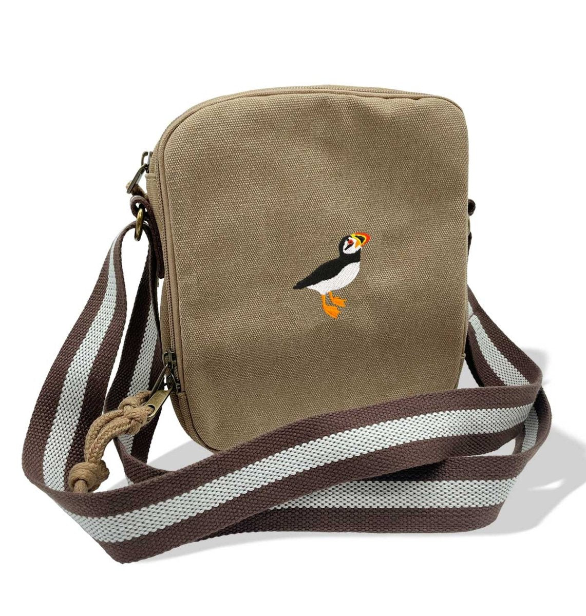 Cross Body Bags Embroidered with Your Favourite Animals Canvas Messenger Tagged wildlife embroidery Blue Panda