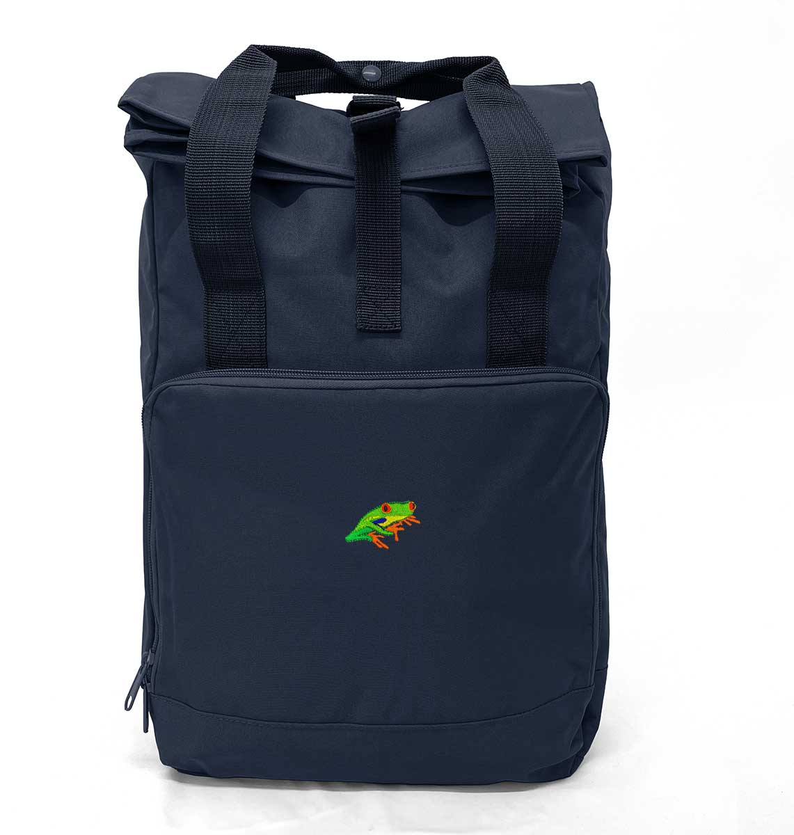 Red-Eyed Tree Frog Large Roll-top Laptop Recycled Backpack - Blue Panda