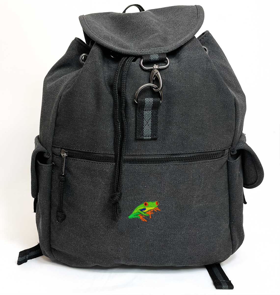 Red-Eyed Tree Frog Vintage Canvas Backpack - Blue Panda