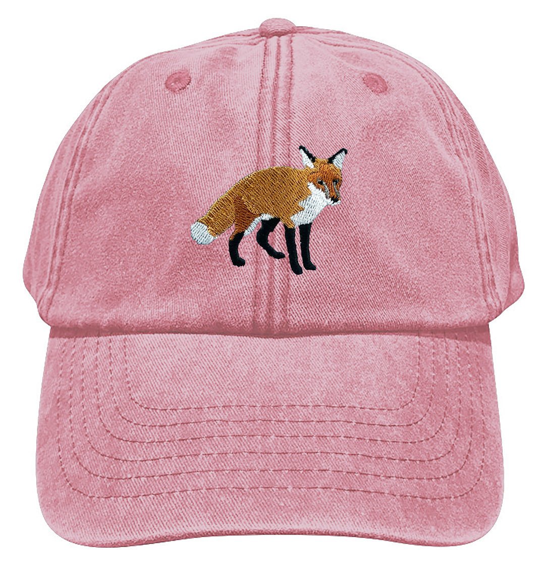 Red Fox Wildlife Baseball Cap - British Wildlife Conservation Hat, Vintage Light Denim