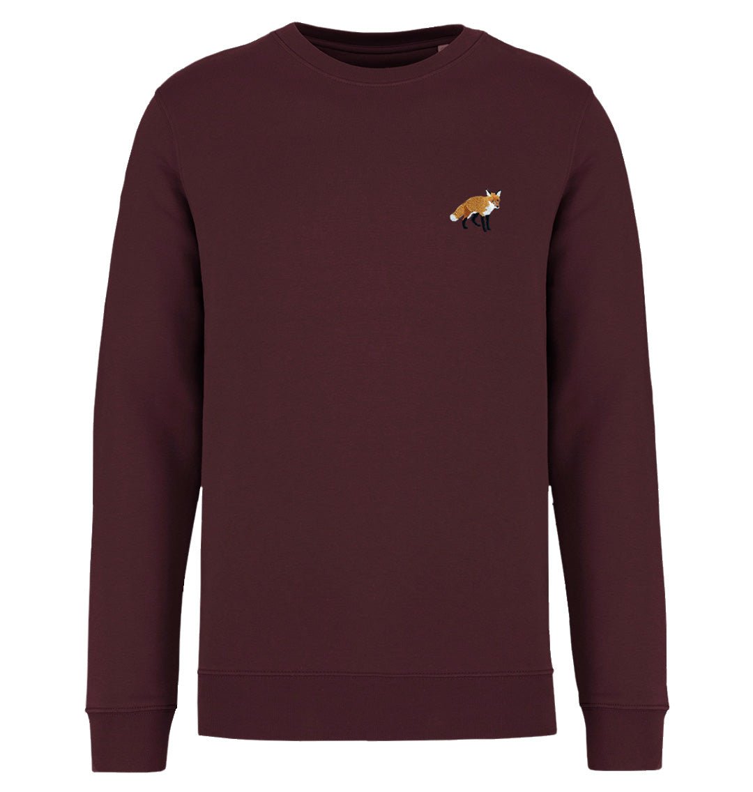 Fox Sweatshirt - Mens Red Fox Motif Sustainable British Wildlife Sweater -  Organic Cotton - Blue Panda