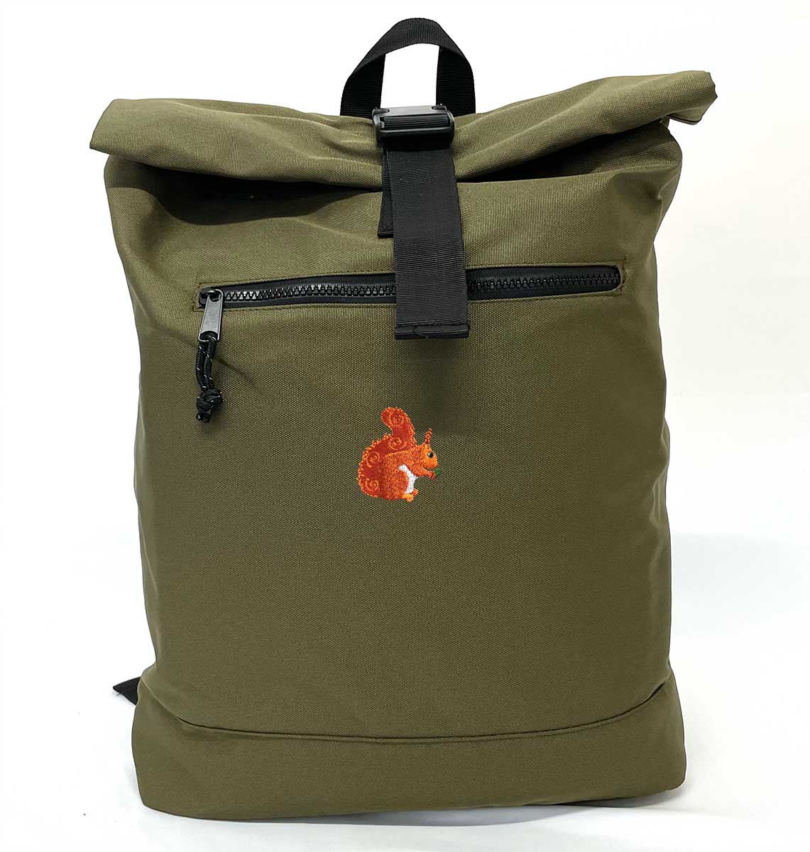 Red Squirrel Beach Roll-top Recycled Backpack - Blue Panda