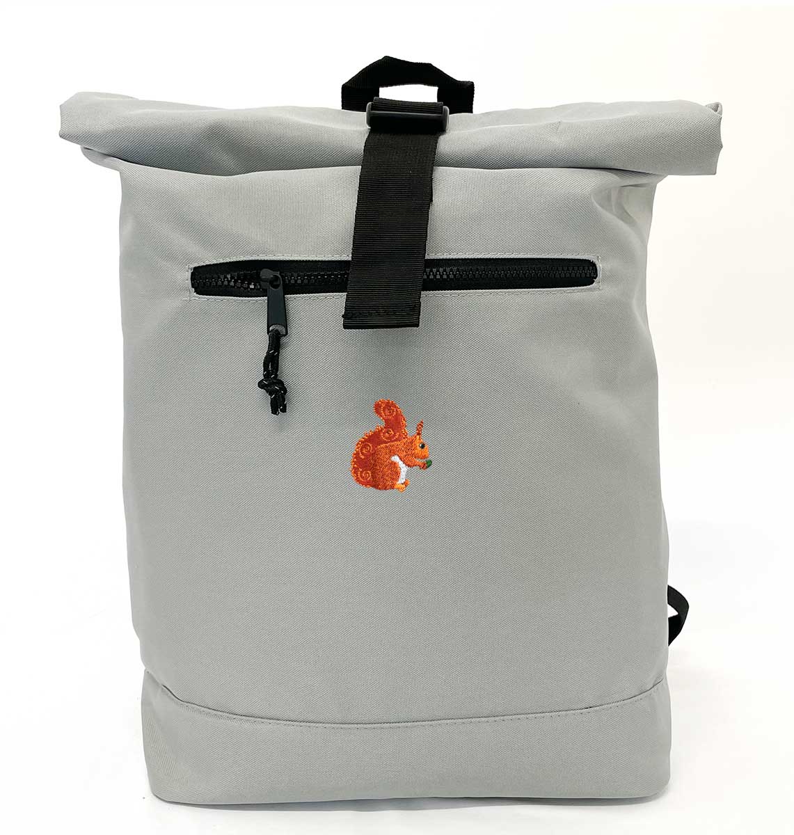 Red Squirrel Beach Roll-top Recycled Backpack - Blue Panda