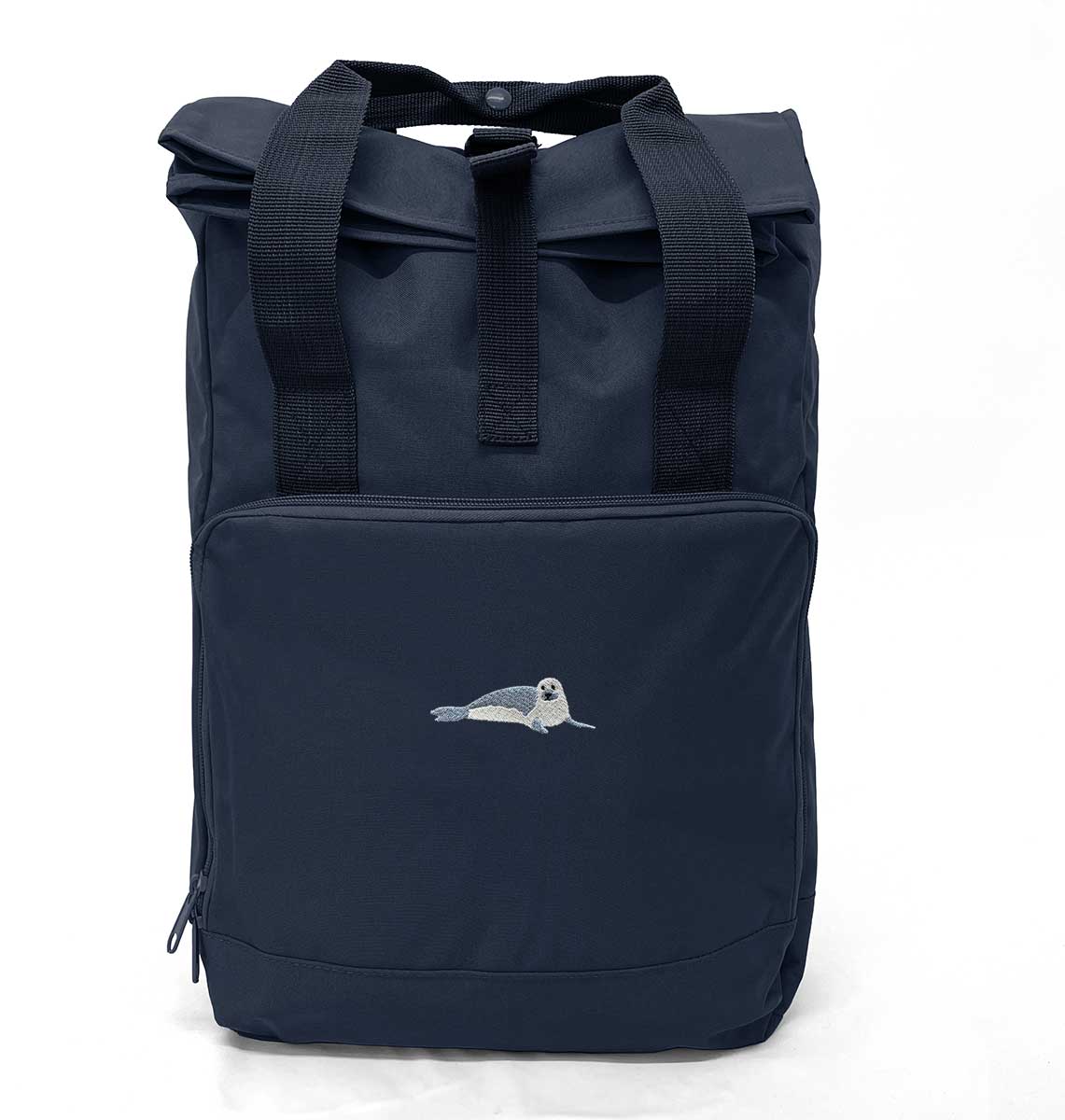 Seal Large Roll-top Laptop Recycled Backpack - Blue Panda