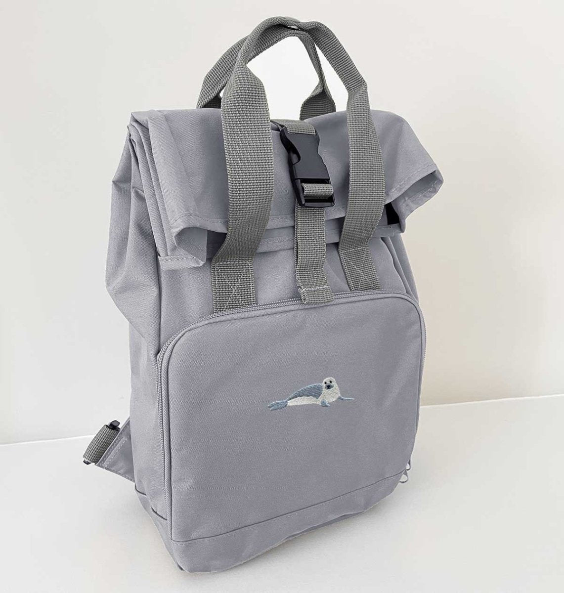 Seal Mini Roll-top Recycled Backpack - Blue Panda