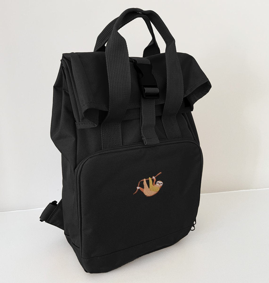 Sloth Mini Roll-top Backpack - Recycled Eco Rucksack - Sloth Design