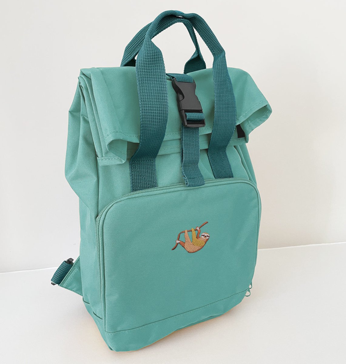 Sloth Mini Roll-top Recycled Backpack - Blue Panda