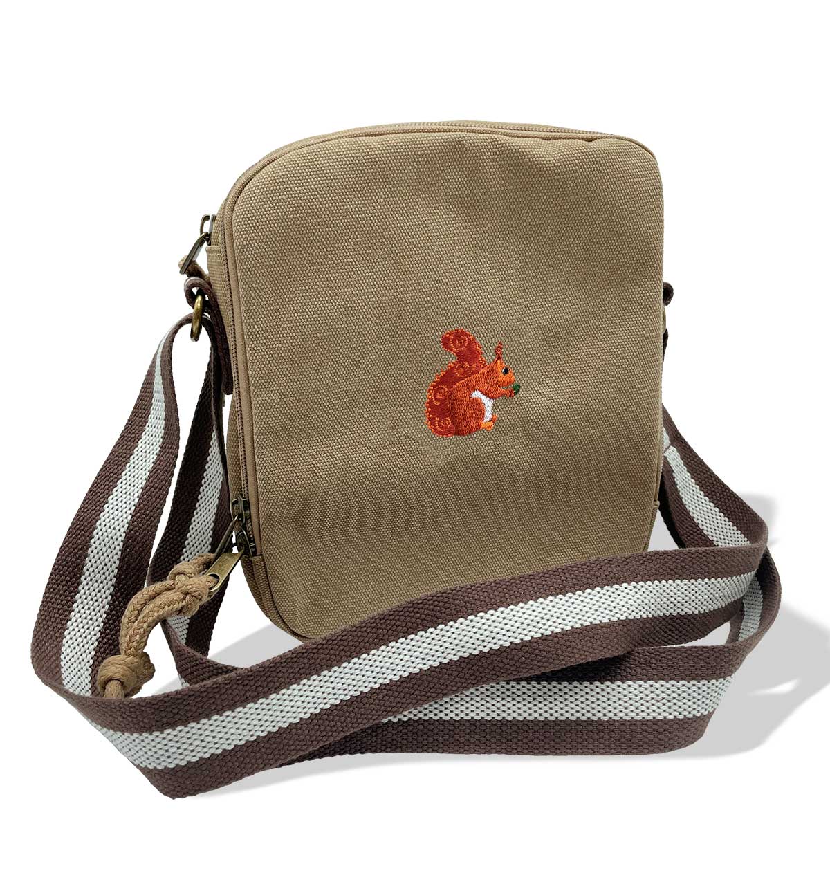 Red Squirrel Vintage Canvas Cross-Body Hand Bag